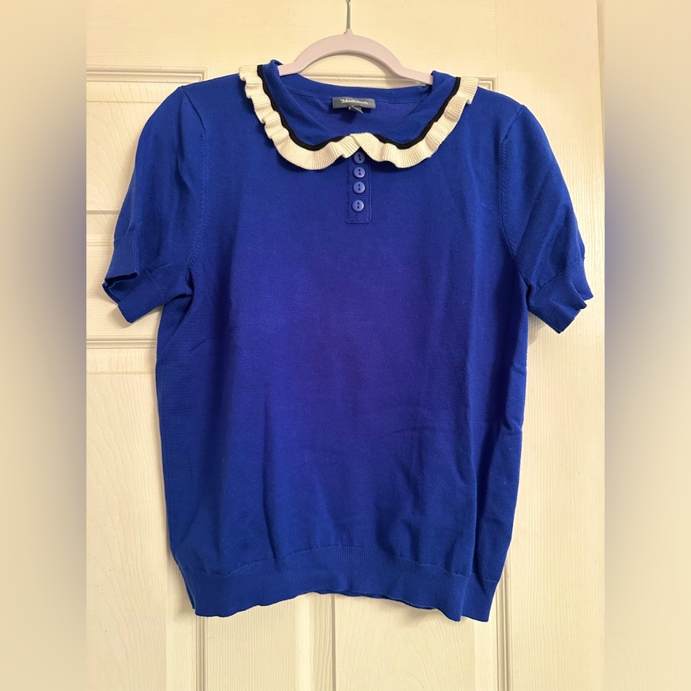 Modcloth Peter Pan collar knit polo top